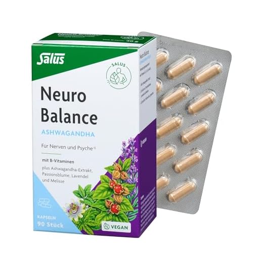 Salus – Neuro Balance Ashwagandha Kapseln – 1x 90 St. – Für Nerven und Psyche – mit B-Vitaminen, Ashwagandha, Passionsblume, Lavendel und Melisse – perfekt bei Stress unterwegs – vegan