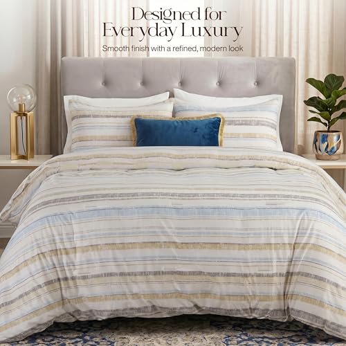Image of Utopia Bedding 3 Pc Queen Comforter Set, Printed Comforter, Cottage Stripe