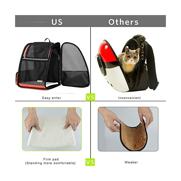 Texsens Pet Expandable Backpack Carrier for Dogs Cats Puppy – with Ventilated Breathable Mesh Expandable Bag – Designed for Traveling, Hiking & Outdoor Use(Orange) Texsens Pet Expandable Backpack Carrier for Dogs Cats Puppy – with Ventilated Breathable Mesh Expandable Bag – Designed for Traveling, Hiking & Outdoor Use(Orange)