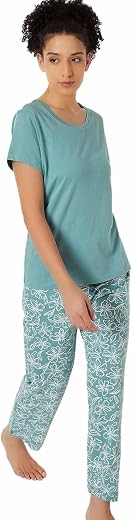 Max Women's Printed Round Neck Half Sleeve Cotton Pyjama Set