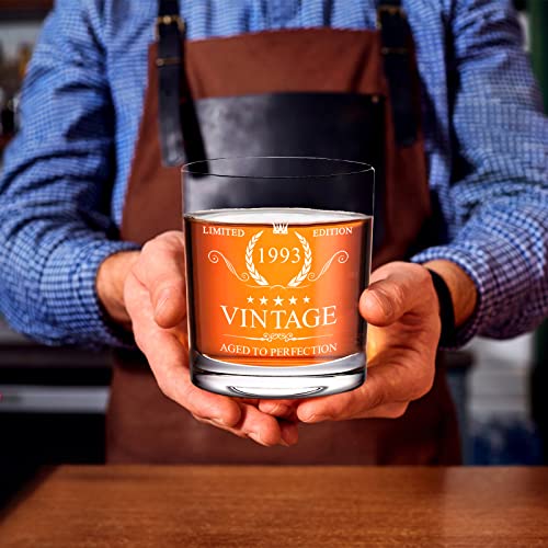 30Th Birthday Gifts For Men 30 Birthday Decorations For Him Vintage 1993 30 Year Old Whiskey Glass For Dad Husband Coworker Friend Guys,30Th Bday Anniversary Party Supplies Ideas Rocks Glass,12Oz #TOP4