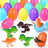 Biulotter 12PCS Easter Eggs Filled with 12PCS Dinosaur Toys,Plastic Eggs for Easter Basket Stuffers...