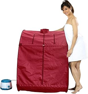 Kawachi Portable Home Steam Sauna Bath for Health and Beauty Spa at Home (I03-Red)
