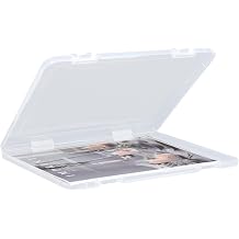 SAYEEC Portable Project Case A4 Plastic Transparent File Storage Box Paper Slim Photo Art Craft Storage Container Scrapbook Document Organizer Magazine Protector for Office School 1 Pack
