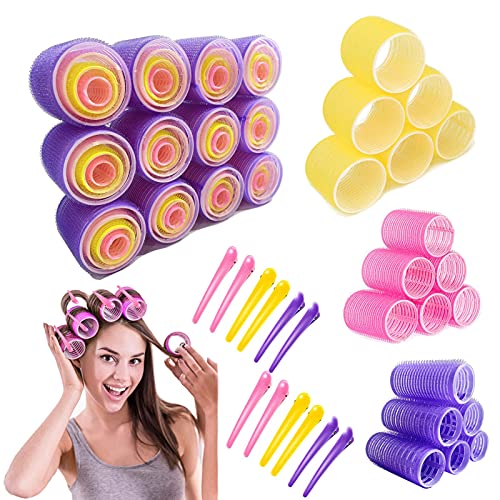 Bigoudis auto-agrippants sans chaleur : kit de coiffure 73 pièces avec peigne et pinces cheveux