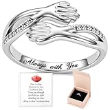 Unittype Hug Rings for Women Silver Hugging Hands Ring Adjustable Gold Plated Jewelry...