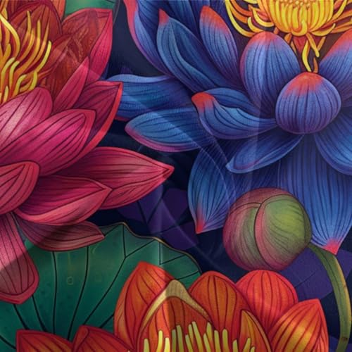 Housse de couette fleur de lotus fermeture éclair parure de lit microfibre résistante 140x200