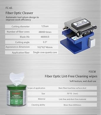 Optic Fiber Toolkit FTTH JILONG JFH-63D Optical Power Meter + Visual Fault Locator 8-10km +Miller Stripper +Fiber Cleaver +Kevlar Scissors + Fixed Length Stripper + SCU Fast Connectors
