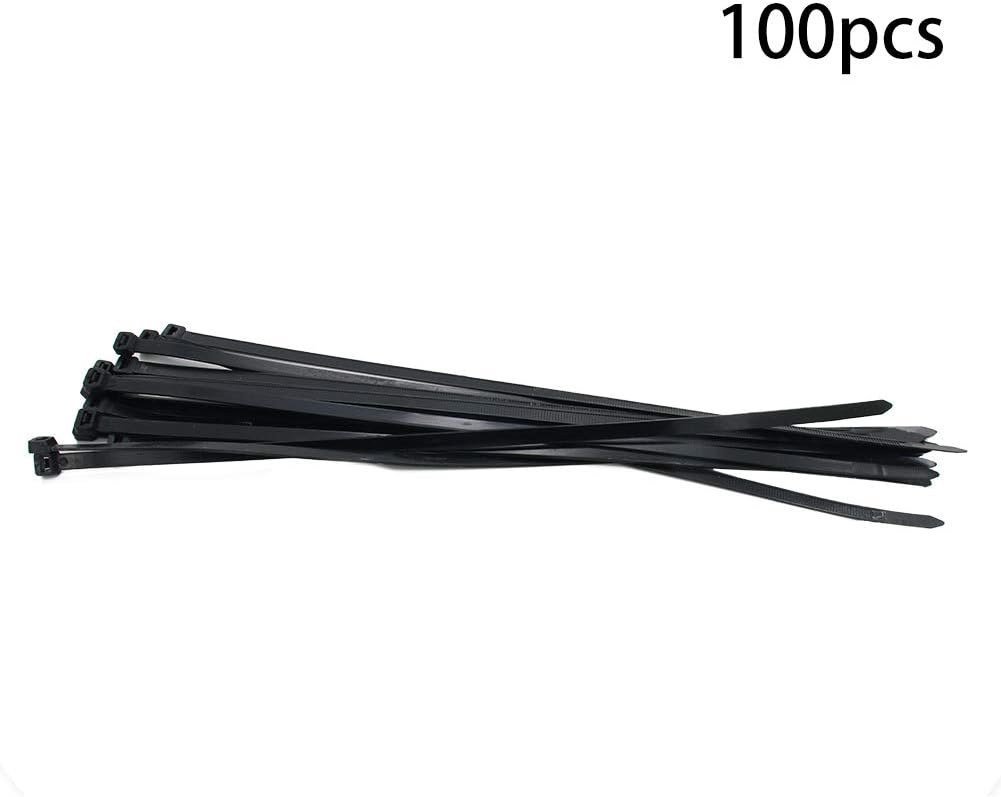 Heyiarbeit Cable Zip Ties 450mm Long 9mm Wide Eco-Friendly Nylon Plastic Black Wire Tie Wraps for Home Office Garden Garage Workshop 100pcs