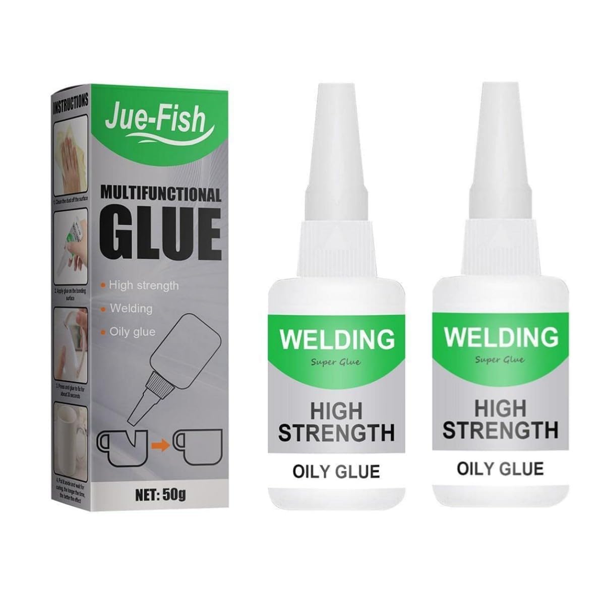 Jue Fish Glue Welding High-Strength Oily Glue, Universal All Purpose Super Glue Extra Strength, Waterproof Strong Glue for Metal Plastic Wood Ceramics