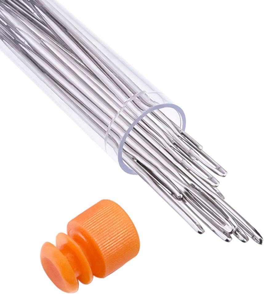 18 PCS Large Eye Needles for Hand Sewing Crafts, Hand Embroidery Needle Threader for Leather Darning Tapestry Quilting Needles Cross Stitch Sewing Supplies Accessories, 6 Assorted Sizes-image-11