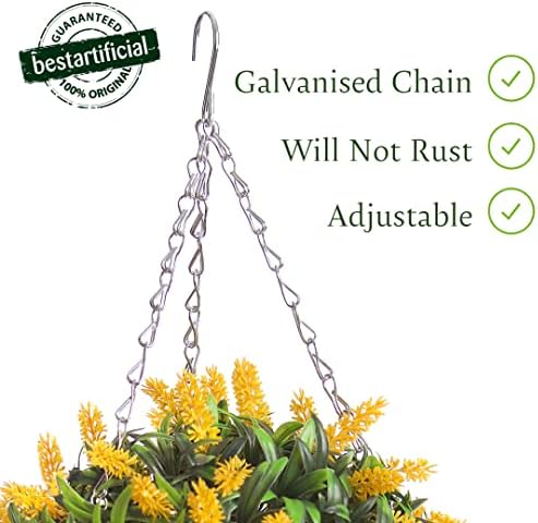 Best Artificial 38cm Yellow Lavender Flower Ball Lush Long Leaf Topiary Grass **UV Fade Protected**
