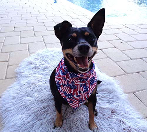 Reversible Us Flag Prints Red White And Blue Stars Stripes Patriotic Dog Bandanna, Over The Collar Thread Through Slip On Dogwear Petwear Neckwear #TOP5