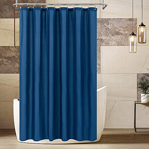Image of ALYVIA SPRING Extra Long Waterproof Fabric Shower Curtain Liner Navy, 72x84 | 3 Magnets, Soft Cloth & Hotel Quality, Machine Washable, Light-Weight, Extra Long Size