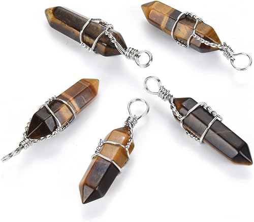 Miniatura 10 de 4 piezas Adabele - Colgante de piedras preciosas curativas de amatista morada natural en forma de bala, punto de espiga, cuentas sueltas de cristal