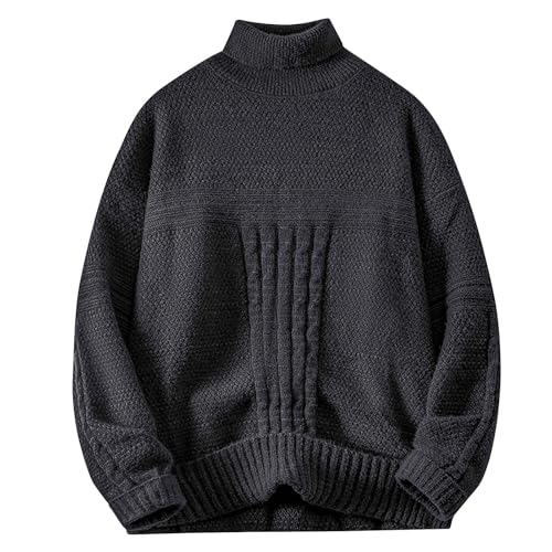 Men's Turtleneck Sweaters Casual Solid Color Long Sleeve Sweaters Knitted Ribbed Knitwear Thickening Pullover