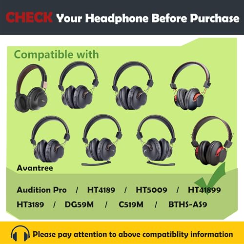 Almohadillas para auriculares Audition Pro Earpads Cushion para auriculares inalámbricos Avantree Audition Pro/HT4189/HT5009/HT5150/HT41899/HT3189/DG59M/C519M/BTHS-AS9 miniatura 2