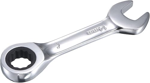 Miniatura 5 de uxcell Llave combinada de trinquete rechoncha de 0.551 in métrica 72 dientes 12 puntos herramientas terminadas en caja, CR-V 2 piezas