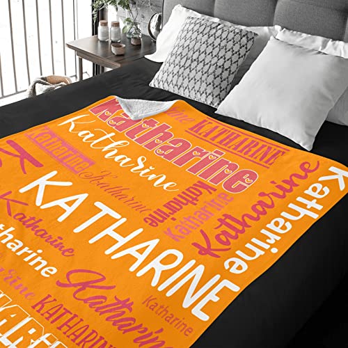 Personalized Blanket for Kids Adults Personalized Name Blanket Custom Blanket with Name Personalized Gifts for Christmas Birthday Valentines Day Mothers Fathers Day (Orange, 50"x60")