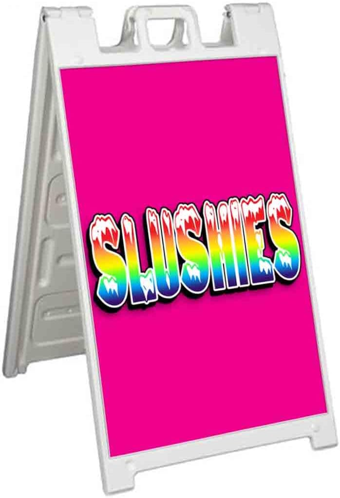Slushies (24" x 36") Standard A-Frame Signicade, Includes Decal Applied to Stand | Food, Drinks, Frozen Treats, Slushy