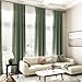 Olive Green Linen Curtains 84 Inches Long for Living Room Back Tab Light Filtering Privacy Semi Sheer Curtains Modern Farmhouse Decor Olive Green Curtain for Bedroom 2 Panels 52x84