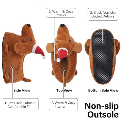 Image of Unimaglif Cute Dachshund Slippers For Women - Cozy Warm Animal Dog Slippers For Indoor