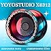 YOYOSTUDIO Unresponsive Yoyo Professional Fingerspin Yoyo for Kids Beginners, Yo yo for Adults, Metal Yoyos for Finger Spin Tricks, Pro Trick Yoyos with 10 Strings, Case & Gloves Black Blue Red