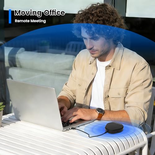 Image of Conference Speakerphone with 360 Voice Pickup, AI Noise Reduction & Echo Cancellation, USB Plug and Play Desktop Microphone Speaker for Zoom, Teams, Home Office & Online Meetings