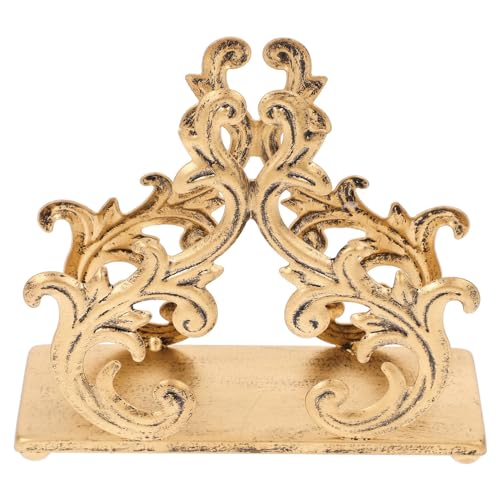 TOPPERFUN Porte-serviettes en métal doré de style baroque distributeur de mouchoirs sur pied baroque plateau de serviette panier porte-serviettes