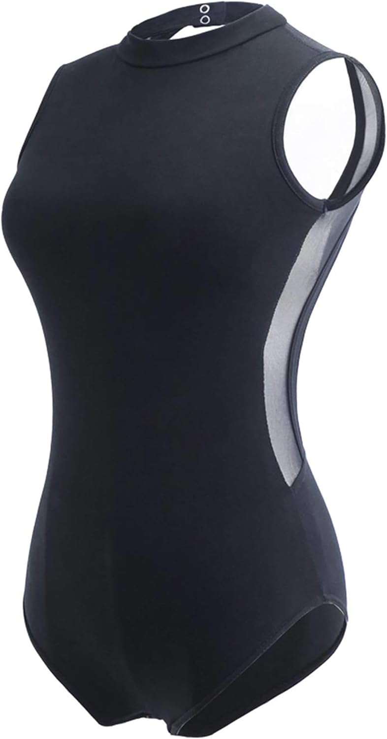 Daydance Black Girls Women Dance Leotards One Mesh Short Sleeve Ballet Clothes with Open Back - Image 6