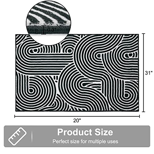 Seavish Bathroom Rug Mat Bathtub Mat Non Slip 20"X31" Black Bath Mat Machine Washable Rug Geometric Home Decor Soft Bathroom Floor Mat For Bathroom Tub Bedroom Kitchen Sink Shower Room #TOP6