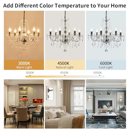 WUZUPS Crystal Candle Chandelier Pendant Flushmount Ceiling Light Modern Lighting Fixture for Bedroom Hallway Bar Kitchen Bathroom, H 68 x W 56, Black, E14 Base - Cosy Home Interiors WUZUPS Crystal Candle Chandelier Pendant Flushmount Ceiling Light Modern Lighting Fixture for Bedroom Hallway Bar Kitchen Bathroom, H 68 x W 56, Black, E14 Base - Image 2