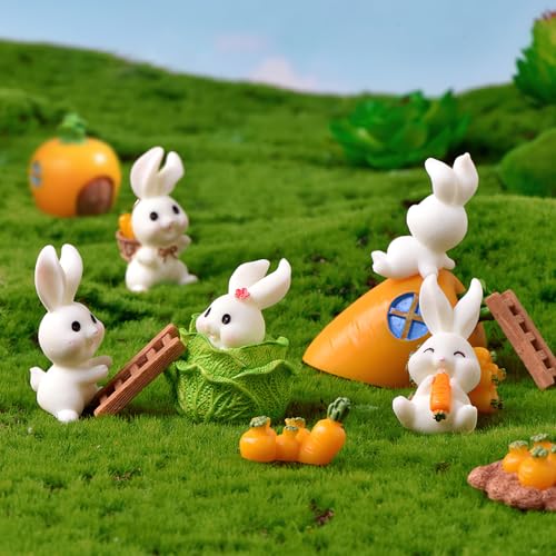 yisight Decoração para bolo coelho, miniaturas de animais para jardim e Páscoa, centro de mesa artesanal ideia de presente original