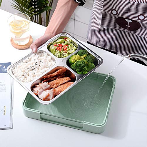 Slatiom Stainless Steel Lunch Box 1250Ml Leakproof Bento Box Microwavable Foond Container With Portable Bag Thermal Insulation (Color : A) #TOP3
