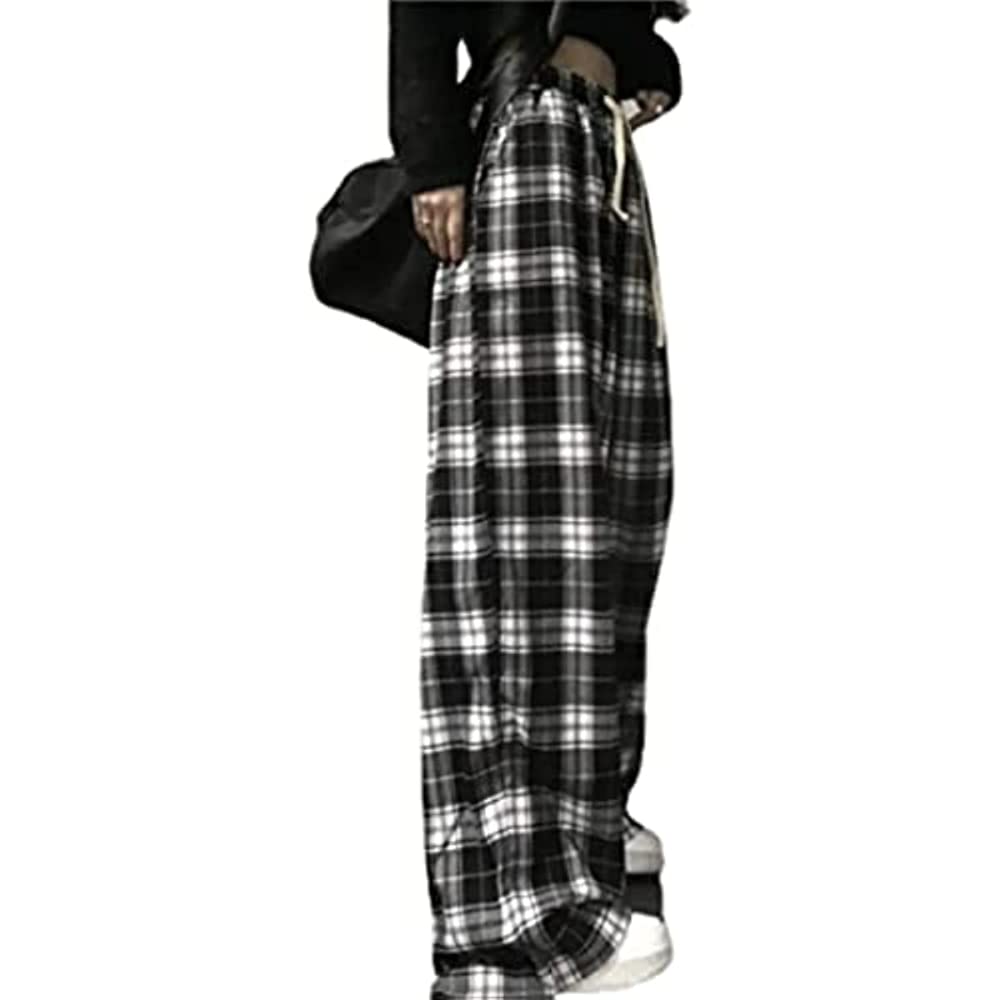 PonitrackY2k Emo Plaid Pants for Women Goth Pants Alt Pants Baggy Pants for Women Alt Clothing Alternative Clothing