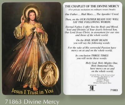 PRAYER VERSE CARD LAMINATED DIVINE MERCY