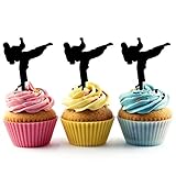 Karate Kick Gâteau Toppers De Mariage Joyeux Anniversaire Acrylique Décor Gâteau Cupcake Toppers pour Gâteau Partie Décoration 10 Pièces