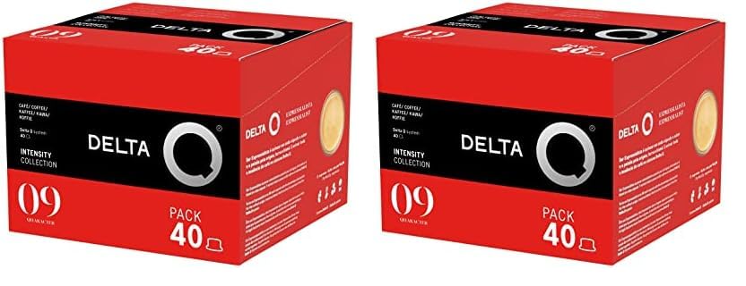 Delta Q - Cápsulas de Café Molido Qharacter - Espresso Intenso con Notas de Caramelo y Frutos Secos - Intensidad 9 - Molido Natural - 40 Cápsulas (Paquete de 2)
