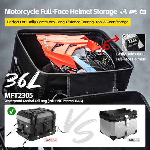 Rhinowalk Motorcycle Tail Bag 36L Hard Shell Top Case Waterproof Rear Pack with Expandable Capacity and MOLLE System (MFT2305) by Rhinowalk - Image 4
