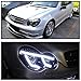 SPEC-D TUNING Jet Black LED Bar Projector Headlights Compatible with 2001-2007 Mercedes-Benz W203 C-Class Sedan, Left + Right Pair Headlamps Assembly