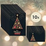 10 kartek bożonarodzeniowych świąteczna choinka z kopertą / kopertą - 10 szt. eleganckich kartek składanych z motywem choinki w zestawie z pasującymi kopertami (11133)