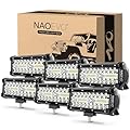 NAOEVO 7 inch LED Light Bar, 720W 72,000LM Offroad Fog/Driving Lights LED Tractor Lights with Spot Flood Combo Beam, Waterproof LED Work Lights for Truck Boat ATV UTV Jeep, 6 Pcs (White)