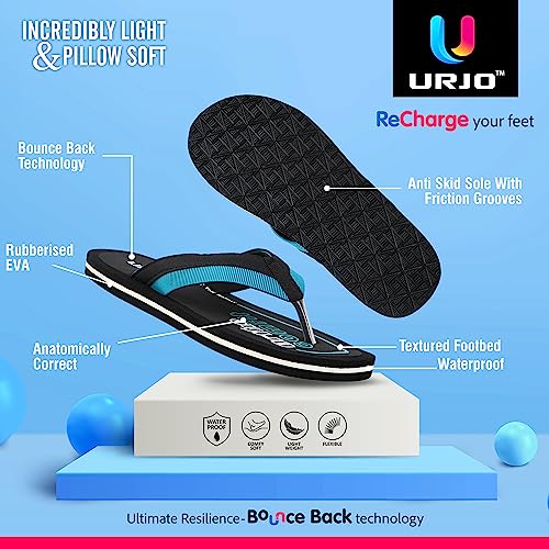 Image of URJO LM 105 Men's Slippers /FlipFlops Lightweight Super Flexible Arch Support Durable Anti Skid & Stylish Dailywear Slippers /FlipFlops for Men