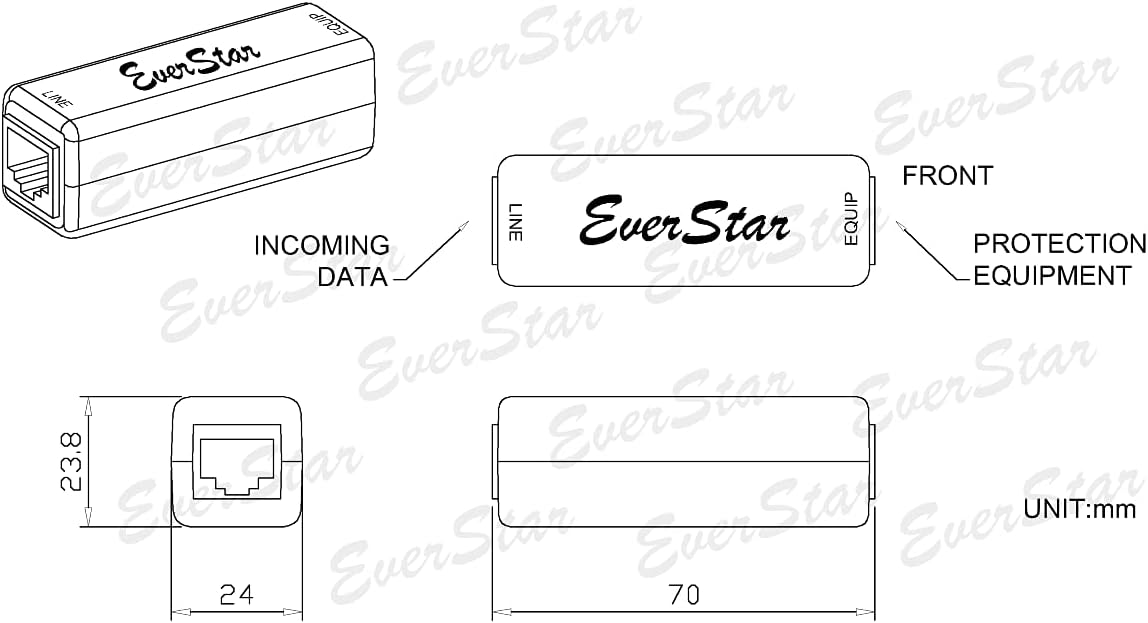 EverStar MI-300DG LAN Signal Noise Filter + 5" UTP Patch Cable for Healthcare (EN60601-1 Compliant 4KV+MOPP) | Apple/Android TV, Hi-Res Audio Systems (RJ45) | Ethernet Galvanic Isolator | Dark Gray