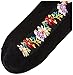 Ozone Women's Socks - Nordic Stripe Flower Crew Socks with Elastic Scalloped Cuff, Cotton-Nylon Blend Sock, Women's Sock Size 9-11 (Black)