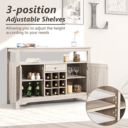 Costway Buffet Cabinet Storage Sideboard, Server Console Table, Kitchen Cupboard Table With 2 Cabinets, Wine Rack & Open Shelf, 46 X 16 X 31.5 Inches, Coffee Bar Cabinet For Entryway, Living Room #TOP3