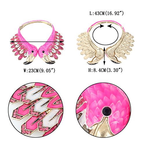Ever Faith Animal Jewelry Pink Crystal Enamel Art Deco Style 2 Flamingo Statement Choker Necklace Gold-Tone #TOP3
