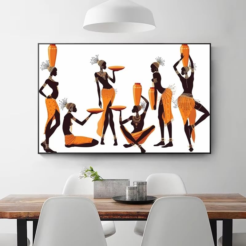 Tableau abstrait de femme noire AEFOUU 60x80 cm sur toile avec cadre intérieur pour salon