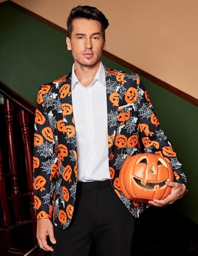 COOFANDY Men's Halloween Blazer Jacket One Button Christmas Sport Coat Halloween Party Holiday Jacket2