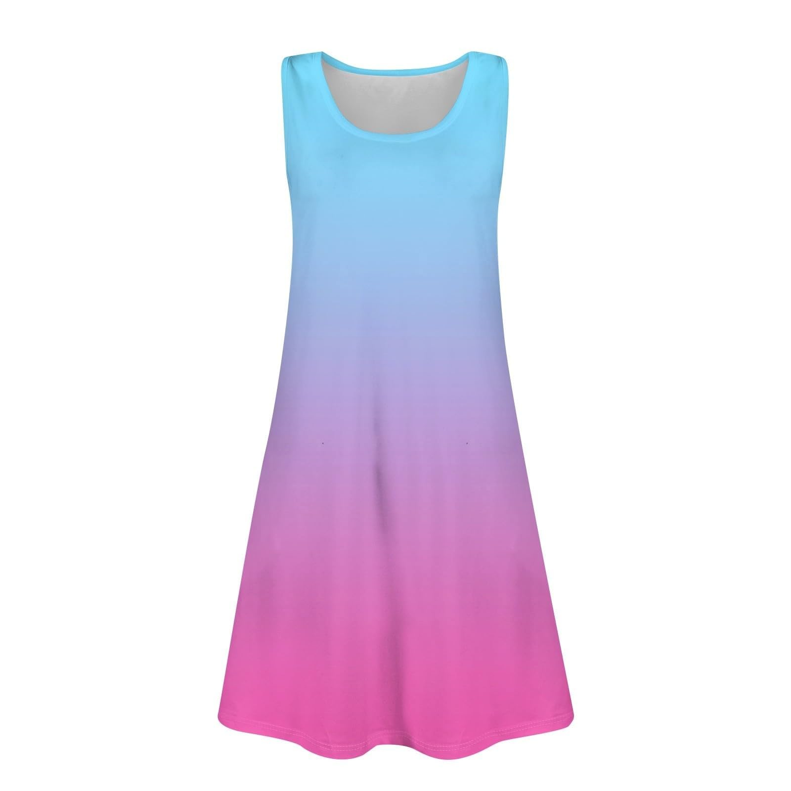 Vestito estivo da bambina, senza maniche, estivo, per feste in spiaggia, con scollo rotondo, leggero, linea ad A, casual, alla moda, boho, prendisole